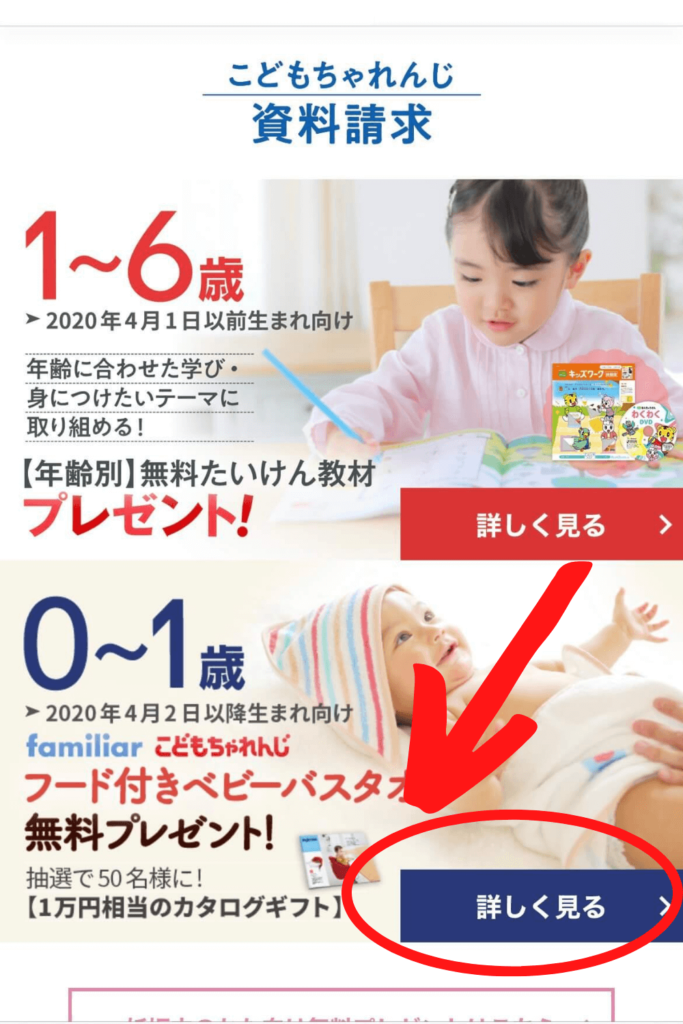 こどもちゃれんじ全員プレゼントのファミリアのバスタオル、応募方法STEP4